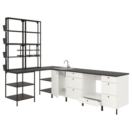 Угловая кухня, антрацит/белый IKEA ENHET 593.380.66