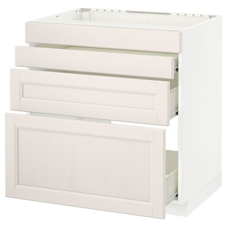 Напольный шкаф для духовки, 4фасада, 3 ящика МЕТОД / ФОРВАРА, белый, Лаксарби белый
