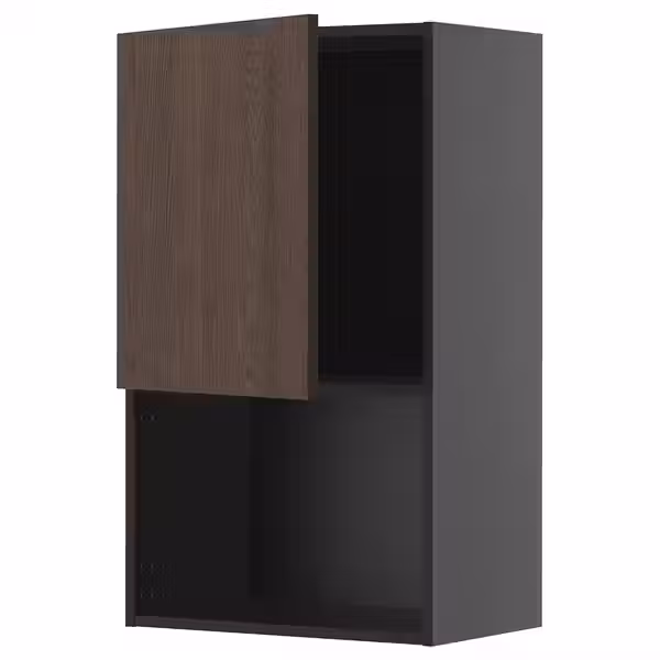 METOD Навесной шкаф для СВЧ-печи - черно-серый/Sinarp коричневый 60x100 см - фото 1