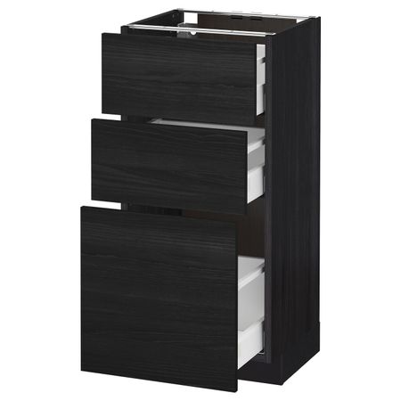 Напольный шкаф с 3 ящиками, черный, Тингсрид черный 40x37 см IKEA МЕТОД / МАКСИМЕРА 092.361.45