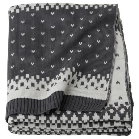 Плед СТЕНКРАССЕ, белый, серый (130x170 см)