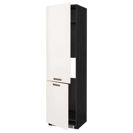 Высокий шкаф для холодильника/морозильника, 2 дверцы МЕТОД, черный, Мэрста белый (60x60x220 см)