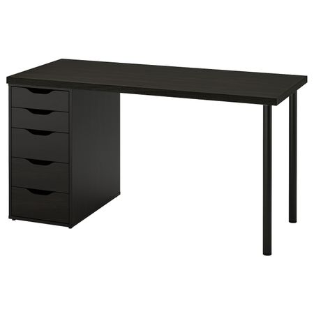 Письменный стол, черно-коричневый 140x60 см IKEA LAGKAPTEN ЛАГКАПТЕН / ALEX АЛЕКС 694.321.72