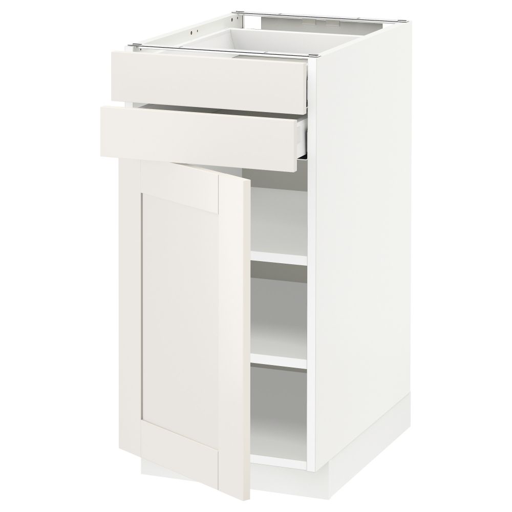 Напольный шкаф с дверцей, 2 ящиками МЕТОД / МАКСИМЕРА, белый, Сэведаль белый - схема-чертеж с размерами