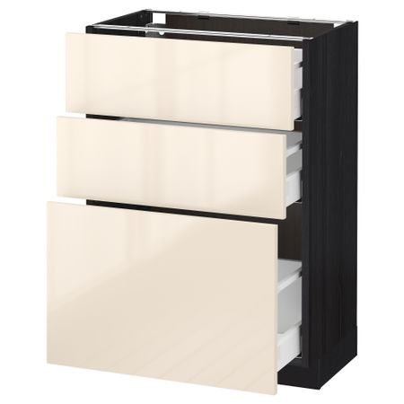 Напольный шкаф с 3 ящиками МЕТОД / МАКСИМЕРА, черный, Рингульт кремовый