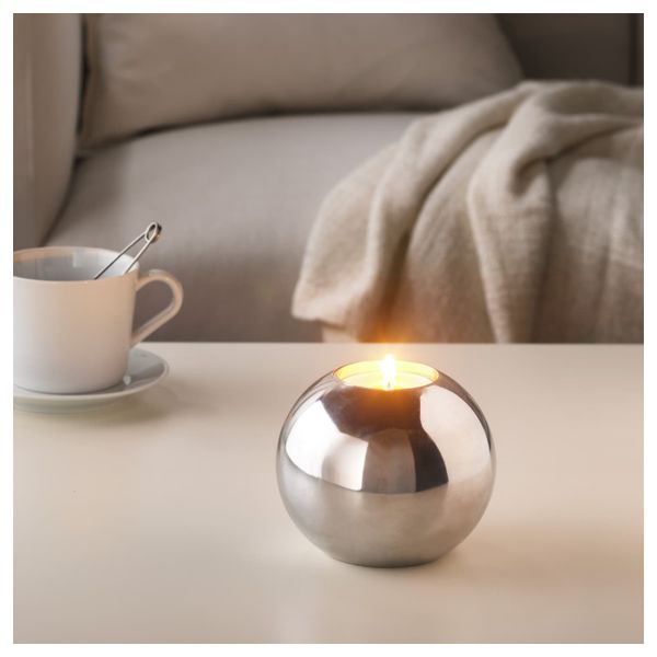 Аромат свеча в металической подставке, Сладкая ваниль, естественный IKEA СИНЛИГ 303.500.87 - фото 2