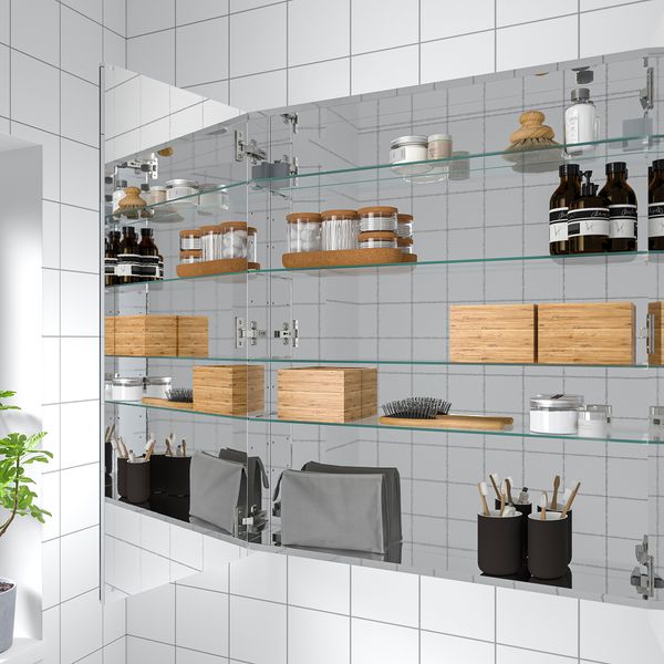 Зеркальный шкаф с 2 дверцами, 80x14x96 см, зеркальное стекло IKEA GODMORGON ГОДМОРГОН 103.043.55 - схема-чертеж с размерами