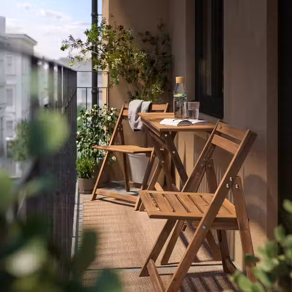 NÄMMARÖ Садовый стол+2 складных стула - складной светло-коричневая морилка 108x37 см - схема-чертеж с размерами