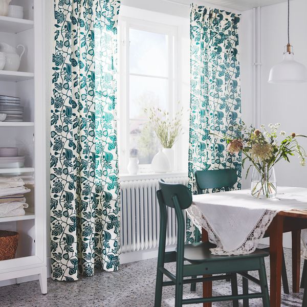 Гардины, 1 пара, белый/темно-зеленый 145x300 см IKEA ALPKLÖVER АЛЬПКЛЁВЕР 004.598.14 - фото 4