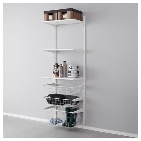 Настенная шина, проволочные корзины АЛЬГОТ, белый (65x40x196 см)