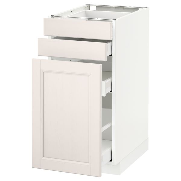 Напольный шкаф с выдвижными модулями, 2 фронтальные панели МЕТОД / МАКСИМЕРА, белый, Лаксарби белый - схема-чертеж с размерами