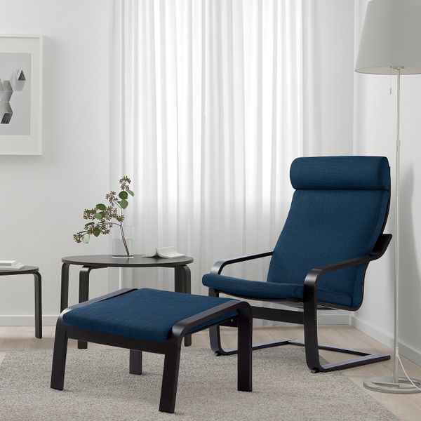 Кресло, черно-коричневый/Шифтебу темно-синий IKEA POÄNG ПОЭНГ 593.028.02 - фото 2