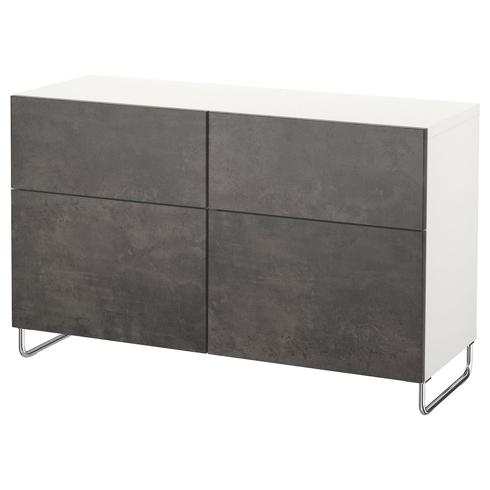 Комбинация для хранения с дверцами/ящ, белый КЭЛЛЬВИКЕН/СУЛАРП/темно-серый под бетон 120x40x74 см IKEA BESTÅ БЕСТО 292.766.92 - фото 1