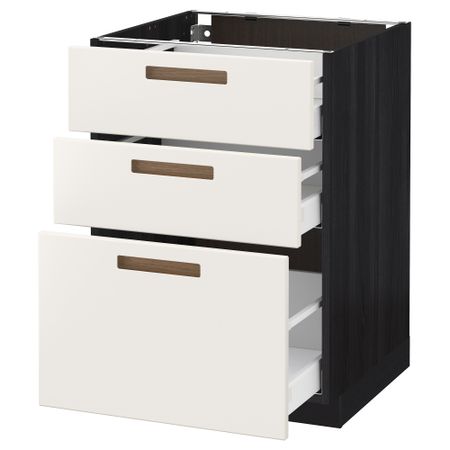 Напольный шкаф с 3 ящиками МЕТОД / МАКСИМЕРА, черный, Мэрста белый