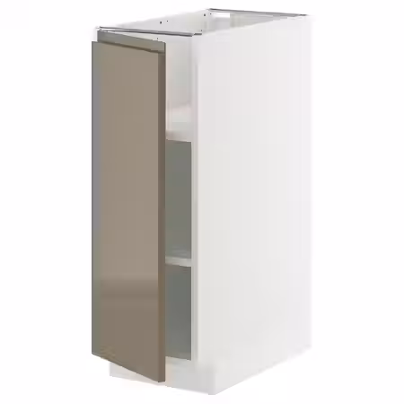 METOD Напольный шкаф с полками - белый/Voxtorp глянцевый темный серо-коричневый 30x60 см