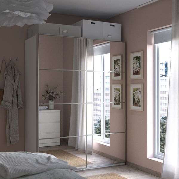 Гардероб, белый, зеркальное стекло, 150x66x201 см IKEA PAX ПАКС, AULI АУЛИ 595.613.48 - фото 3