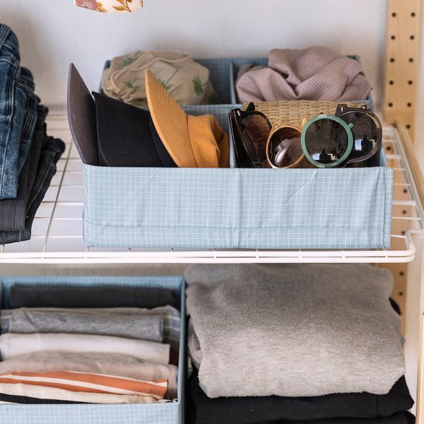 Ящик с отделениями, сине-серый 20x34x10 см IKEA STUK СТУК 304.939.15 - схема-чертеж с размерами