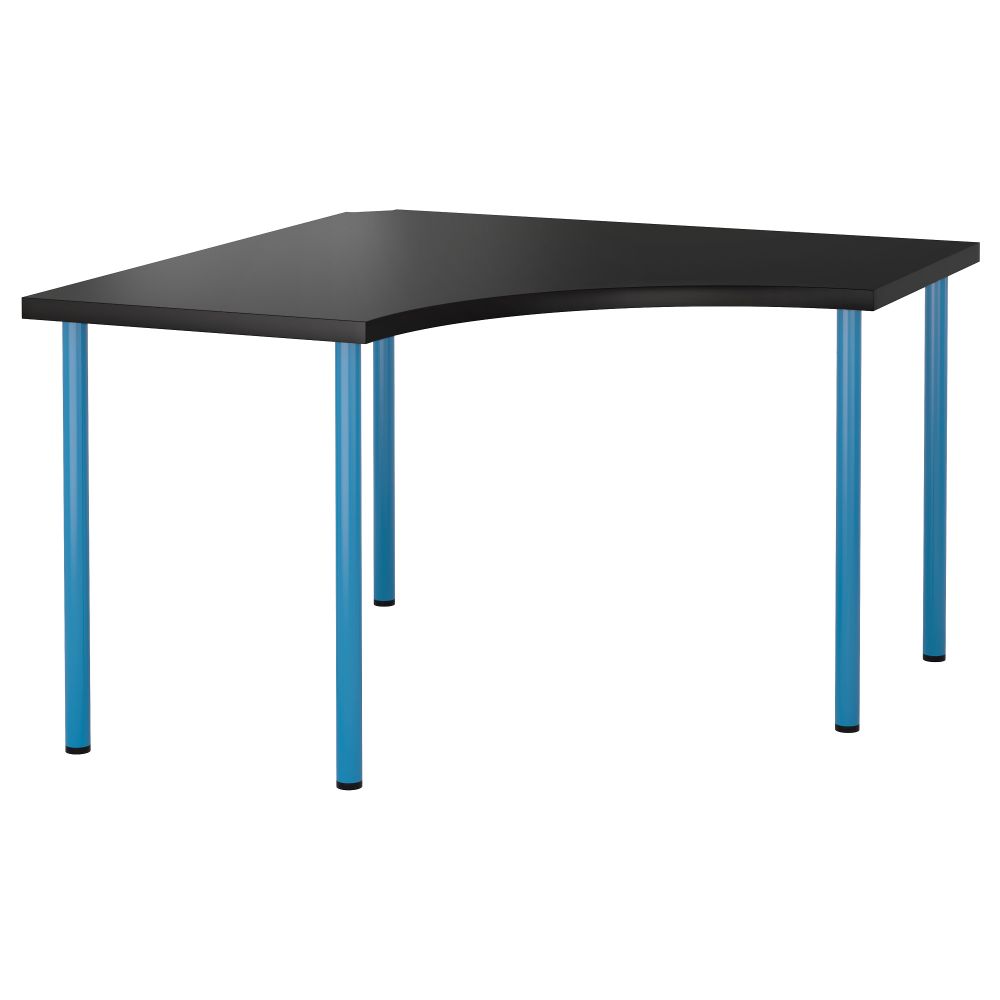 Угловой стол ЛИННМОН / АДИЛЬС, черно-коричневый, синий (120x120 см) - фото 1