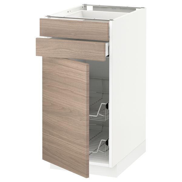 Напольный шкаф, дверца, 2 ящика, проволочных корзин МЕТОД / МАКСИМЕРА, белый, Брокхульт светло-серый - схема-чертеж с размерами