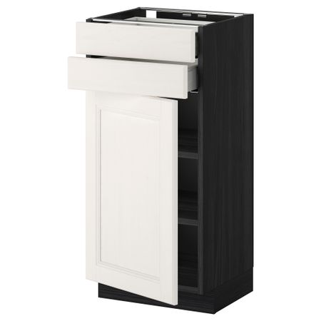 Напольный шкаф с дверцей, 2 ящиками МЕТОД / МАКСИМЕРА, черный, Лаксарби белый