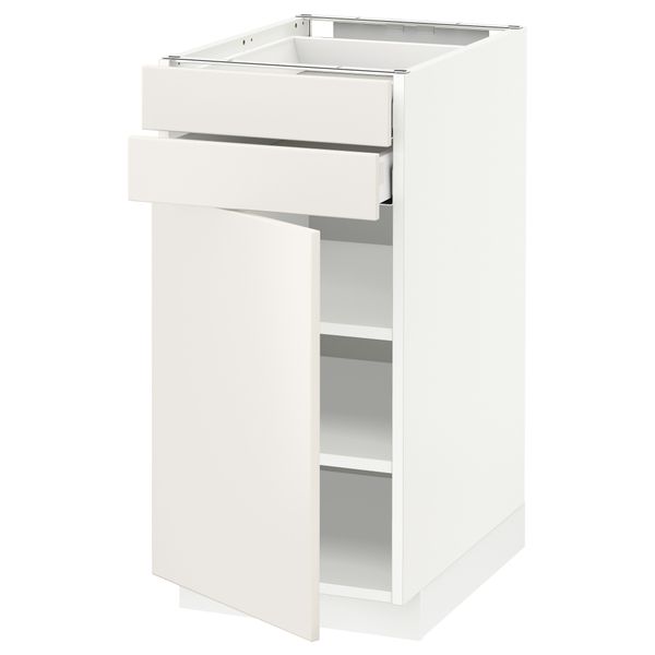 Напольный шкаф с дверцей, 2 ящиками МЕТОД / МАКСИМЕРА, белый, Веддинге белый - схема-чертеж с размерами