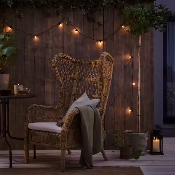 UTSUND Гирлянда, 12 светодиодов - для сада/с батарейным питанием чёрный - фото 2