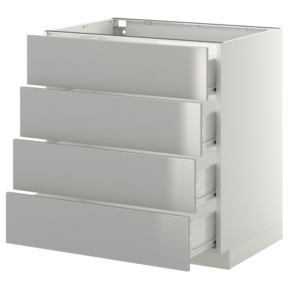 Напольный шкаф 4 фронтальных панели, 4 ящика МЕТОД / ФОРВАРА, белый, Гревста нержавеющ сталь - схема-чертеж с размерами