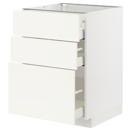 METOD / MAXIMERA Напольный шкаф с 3 ящиками - белый/Vallstena белый 60x60 см