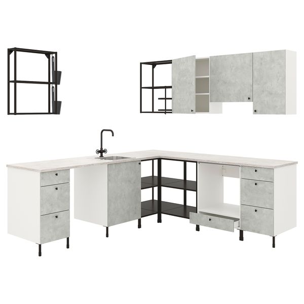 Угловая кухня, антрацит, под бетон IKEA BEGIVENHET БЕГИВЕНХЕТ 493.380.19 - фото 1