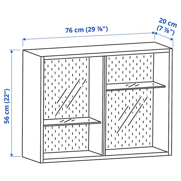 Шкаф-витрина/панель/2компл аксесс, темно-серый/черный IKEA UPPSPEL УППСПЕЛЬ 094.373.99 - схема-чертеж с размерами