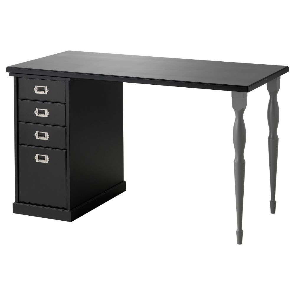 Стол с ящиками КЛИМПЕН / НИПЕН, черный, серый (120x60 см) - фото 1