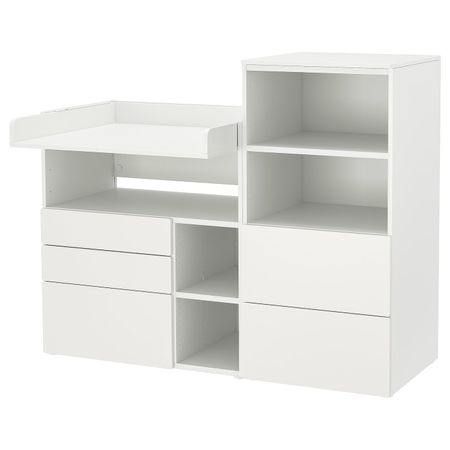 Пеленальный стол, белый белый/со стеллажом 150x79x123 см IKEA SMÅSTAD СМОСТАД / OPPHUS ОПХУС 594.839.11
