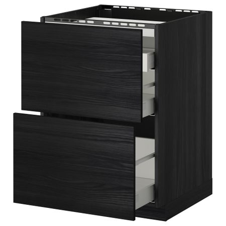 Напольный шкаф, 2 фронтальных панели, 3 ящика МЕТОД / МАКСИМЕРА, черный, Тингсрид черный