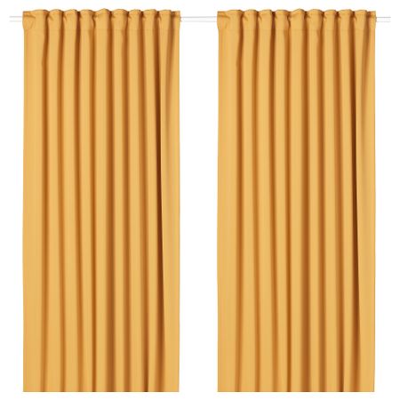 Затемняющие гардины, 2 шт., желтый, 145x300 см IKEA MAJGULL МАЙГУЛЛ 504.177.89