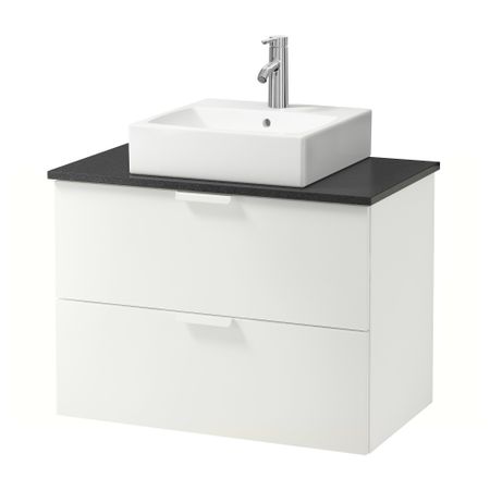 Шк п-раковину/столешн45x45/раковина ГОДМОРГОН/АЛДЕРН / ТОРНВИКЕН, белый, черный (82x49x72 см)