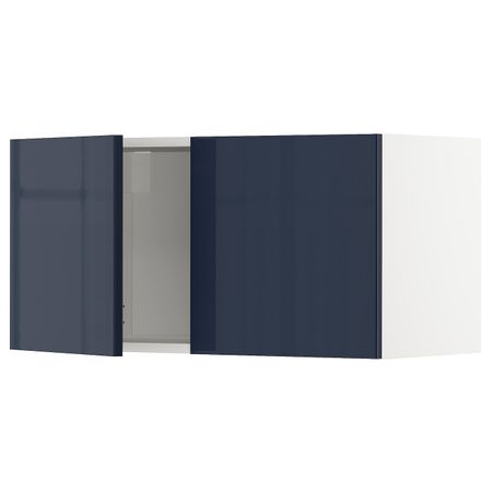 Навесной шкаф с 2 дверями, белый/Ерста черно-синий 80x40 см IKEA METOD МЕТОД 992.755.66