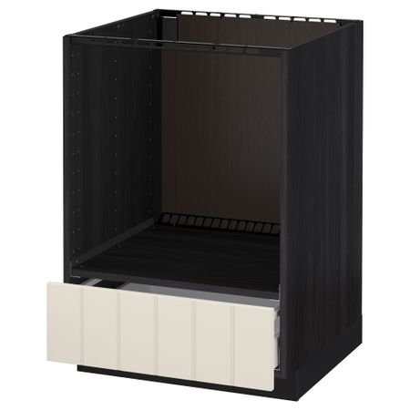 Напольный шкаф для духовки, с ящиком МЕТОД / МАКСИМЕРА, черный, Хитарп белый с оттенком (60x60 см)