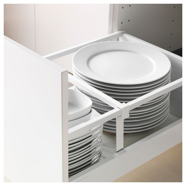 Напольный шкаф 2 фронтальные панели, 2 нижних, 1 средний, 1 высокий ящик МЕТОД / МАКСИМЕРА, белый, Тингсрид черный - фото 3