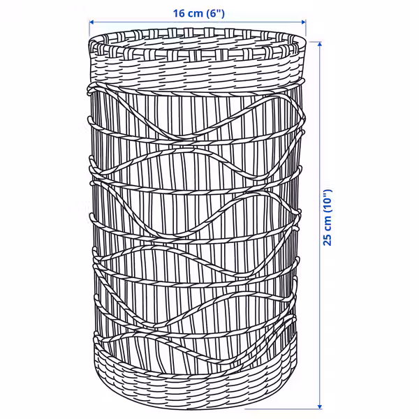 SLIPPRIG Фонарь для формовой свечи - ручная работа осока - схема-чертеж с размерами