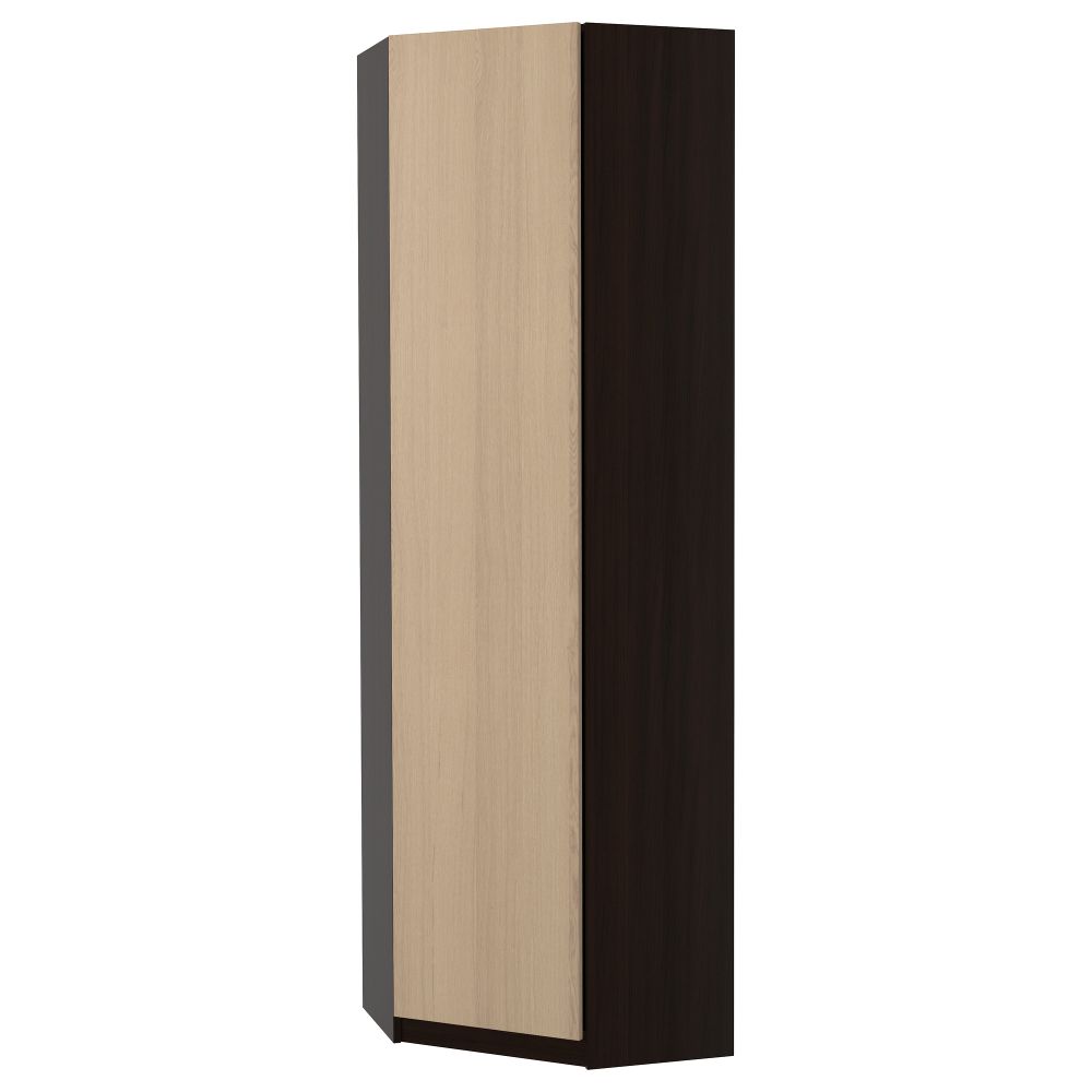 Гардероб угловой ПАКС, черно-коричневый, Нексус дубовый шпон, беленый - фото 1