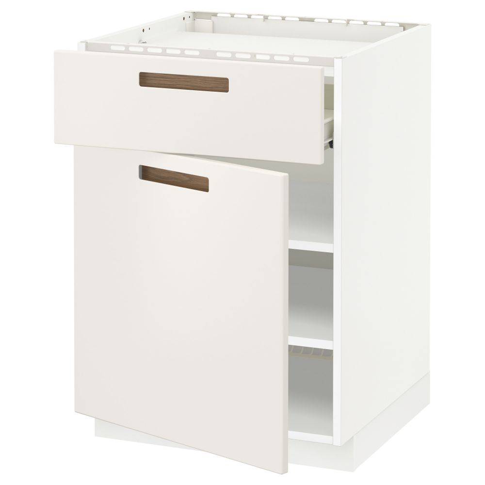 Напольный шкаф для варочной панели, ящик, полка, дверцы МЕТОД / ФОРВАРА, белый, Мэрста белый (60x60 см) - схема-чертеж с размерами