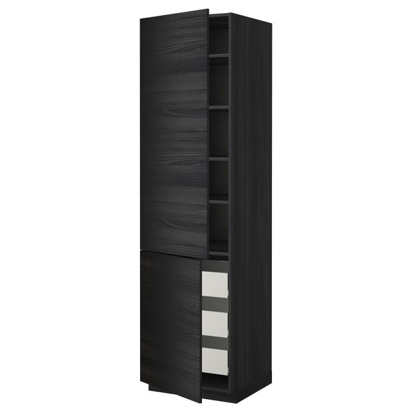 Высокий шкаф + полки, 3 ящика, 2 дверцы МЕТОД / ФОРВАРА, черный, Тингсрид черный - фото 1