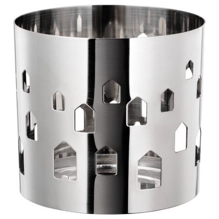 Украшение для свечи в стеклянном стакане ВАККЕРТ, нержавеющ сталь, дома (9.5 см)