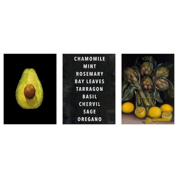 Картина, 3 шт, Артишоки и лимоны 30x40 см IKEA PJÄTTERYD ПЬЕТТЕРИД 004.860.25 - фото 1