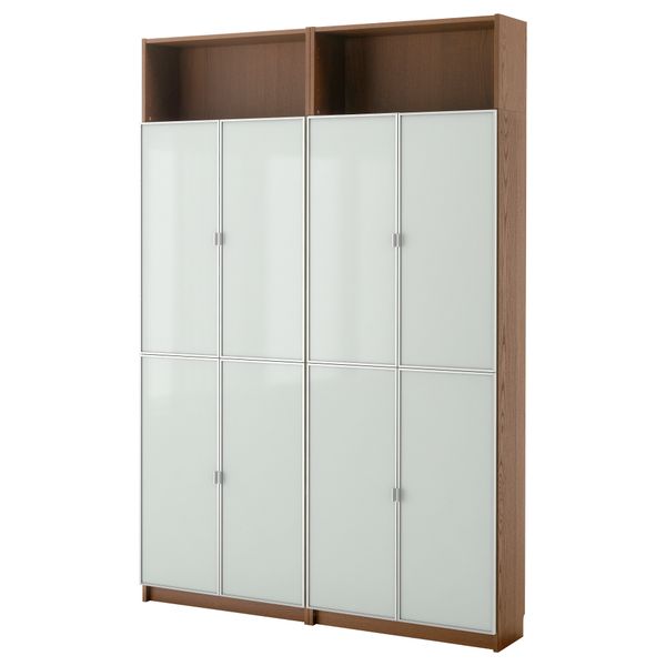 Стеллаж БИЛЛИ / МОРЛИДЕН, коричневый ясеневый шпон (160x237x28 см) - схема-чертеж с размерами