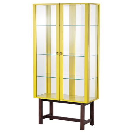 Шкаф со стеклянными дверями СТОКГОЛЬМ, желтый (90x180 см)