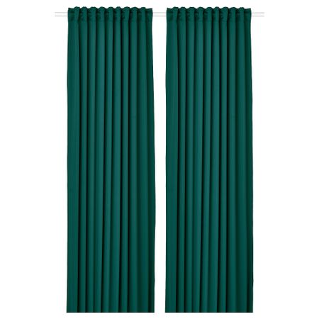 Гардины, блокирующие свет, 2 шт., темная бирюза, 145x300 см IKEA MAJGULL МАЙГУЛЛ 704.881.15