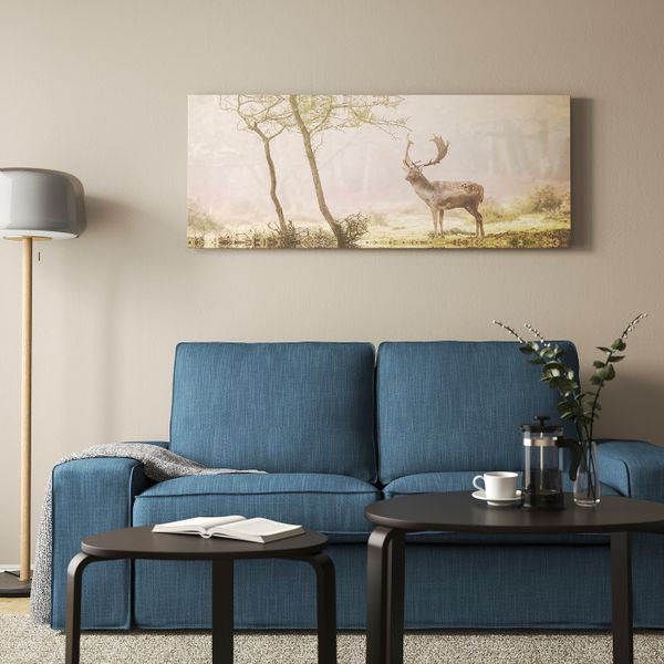 Картина с рамой, Олень на поляне/цвет алюминия 140x56 см IKEA BJÖRKSTA БЬЁРКСТА 493.847.04 - фото 2