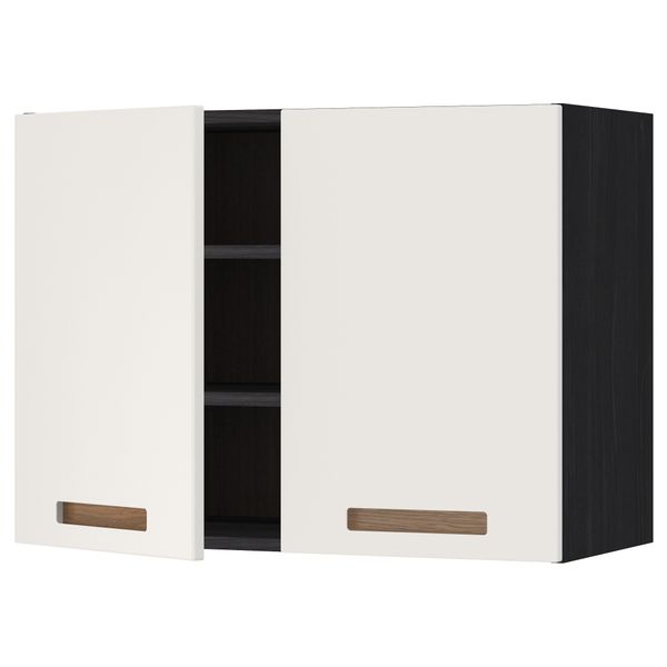 Навесной шкаф с полками, 2 дверцы МЕТОД, черный, Мэрста белый - схема-чертеж с размерами
