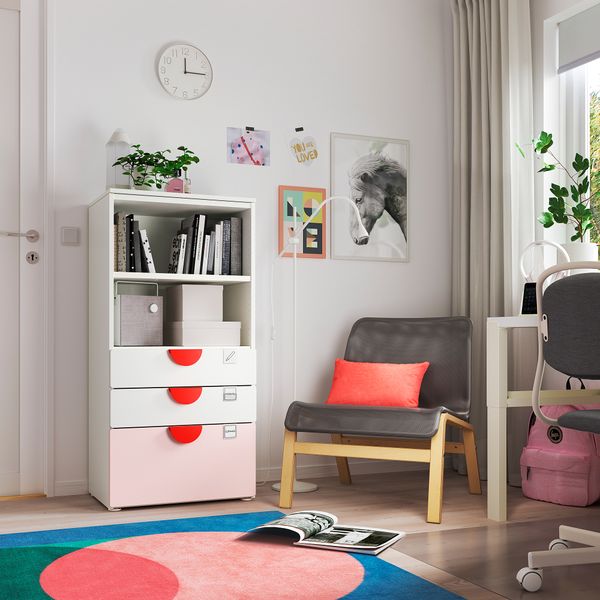 Стеллаж, 60x42x123 см, белый бледно-розовый с 3 ящиками IKEA PLATSA ПЛАТСАA ПЛАТСА, SMÅSTAD СМОСТАД 494.205.23 - фото 5